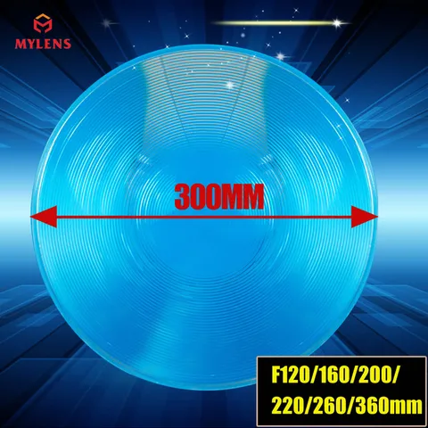 Fresnel de Energia Alta Potência Semáforo Lente Fresnel Rodada Pmma Diâmetro 300mm Comprimento Focal 220mm Solar