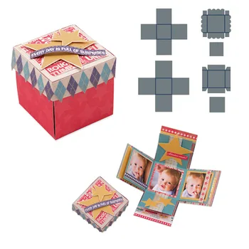 

Metal Cutting Dies 3D Box Explosion Album Frame DIY Scrapbooking Carbon Craft Die Photo Invitation Cards Decoration 21.2X28.7cm