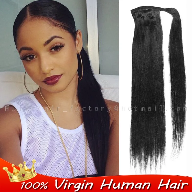 Real New Clip In Human Hair Extension Straight Pony Tail Wrap Around Ponytail Black Fuses Tools Home Improvement Fcteutonia05 De