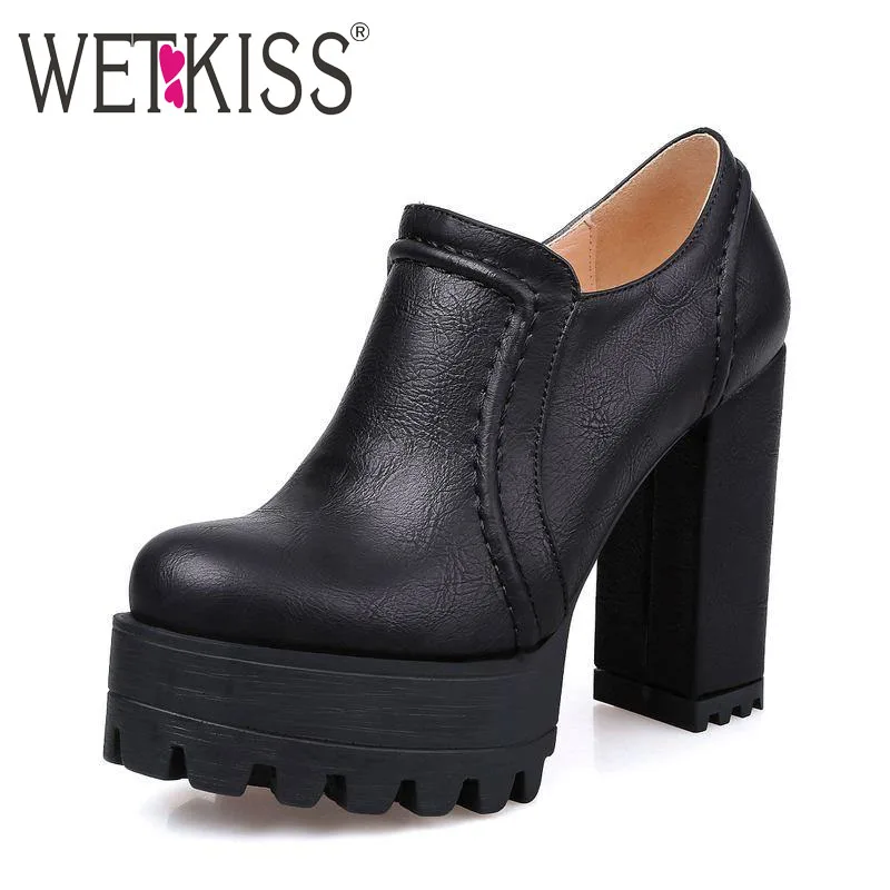 

New Gladiator Women Pumps Square High Heels Spring Party Pumps Thick Platform Shoes Woman Skid Proof Solid Color Women Shoes