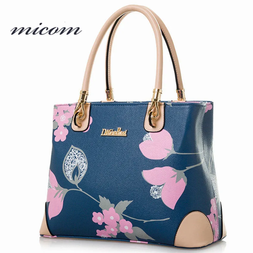 

Micom Floral Printed Luxury Handbags Women Bags Designer Shoulder Bags Ladies Casual Tote Leather Hand Bag Female Crossbody Bags