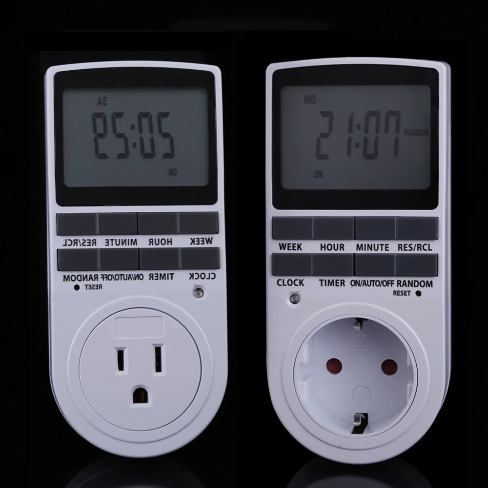 US EU Plug Portable Plug in Digital Timer 24h 7day Week with LCD Display for Indoor