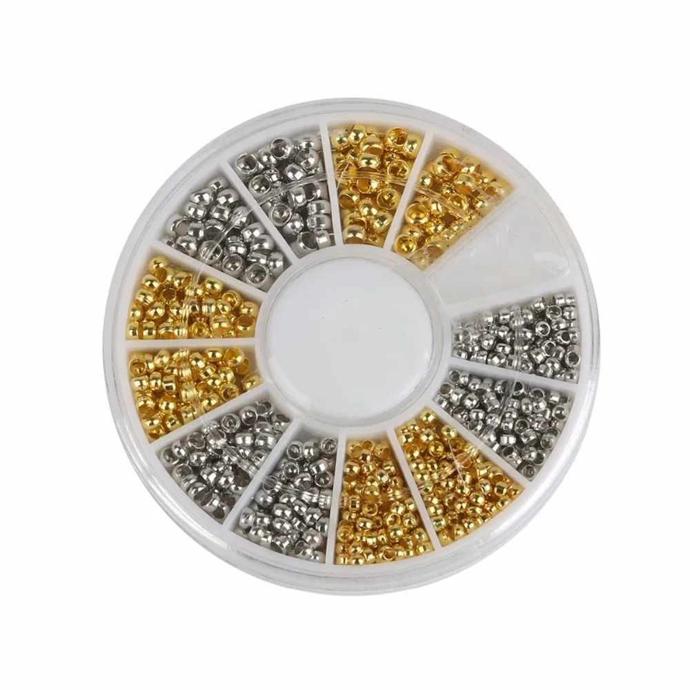 

Free Shipping Mixed 1 Box (660pcs/lot 2*2.5*3mm) Gold Copper Crimp End Beads For Necklace Earring Brcelet jewelry findings DIY
