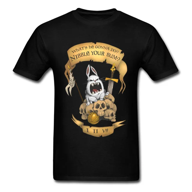 Killer Rabbit Tops Tees Men Tshirts Custom Tee-Shirt Funny Skull T-shirt  Crazy Bunny Easter T Shirt Cotton Black Cartoon Clothes - AliExpress