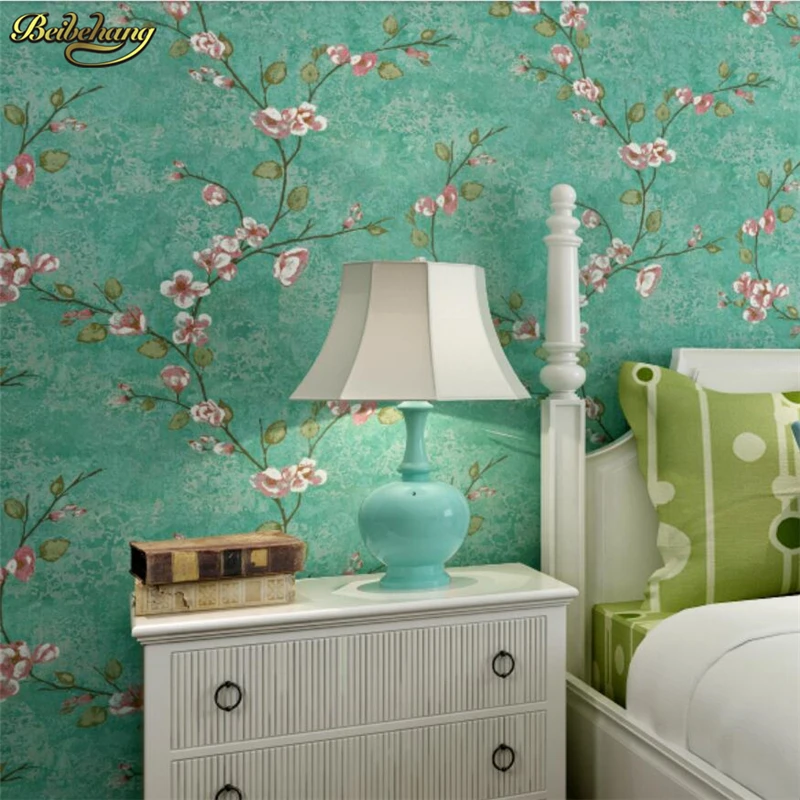 beibehang Nonwovens Retro American Wallpapers Pastoral Flowers Bedroom Living Room Sofa TV Background Wallpaper papel de parede