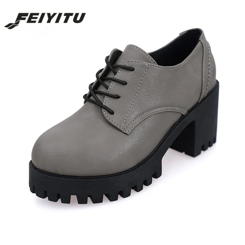 Женские туфли-лодочки на квадратном каблуке FeiYiTu черные повседневные туфли
