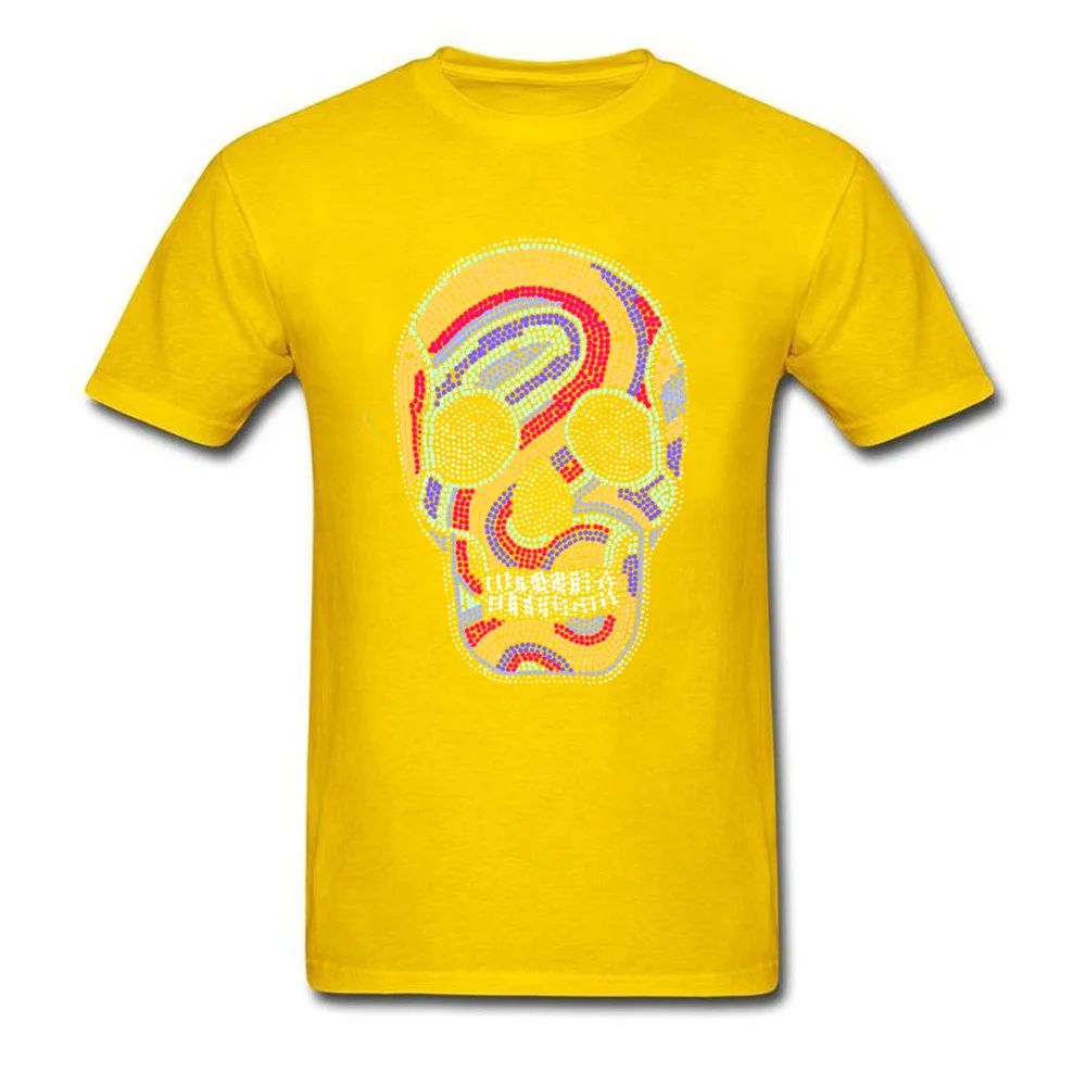 Casual Short Sleeve Tops Shirts Summer Autumn Crewneck Cotton Men's Tshirts psychedelic skull Casual T-Shirt 2018 New Fashion psychedelic skull yellow