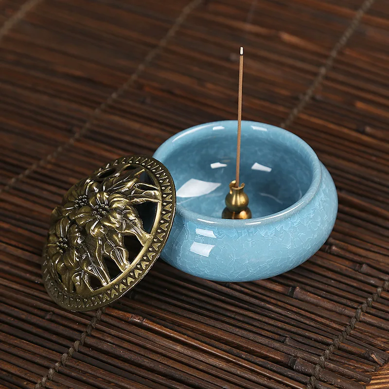 20pcs Gift Incense With Incense burner Cones Ceramic Porcelain Censer Buddhism Incense Holder Tea house Yoga Home Studio