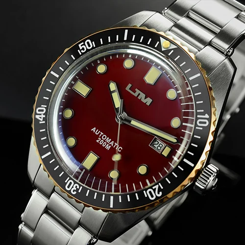 Мужские винтажные часы для дайвинга San Martin Sixty-Five, автоматические часы из нержавеющей стали 200, водонепроницаемые бронзовые кольцевые часы в ретро-стиле - Цвет: ETA red
