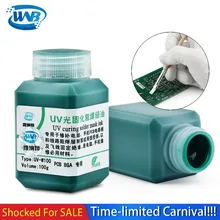 Best Offers WNB 100g Green Oil UV Solder Mask BGA PCB Paint Prevent Corrosive Arcing Soldering Paste Flux Ink Soft Nylon Brush USB LED Light Best Offers WNB 100g Green Oil UV Solder Mask BGA PCB Paint Prevent Corrosive Arcing Soldering Paste Flux Ink Soft Nylon Brush USB LED Light