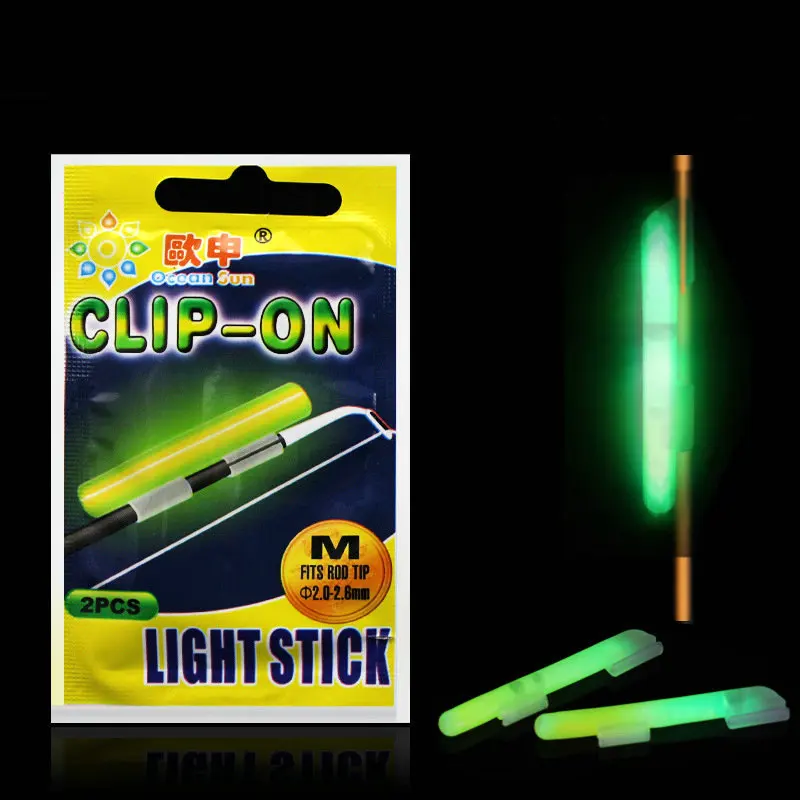2*LED Glow Night Fishing Light Rod Tip Clip Light Stick For Sea Fishing Rods Use