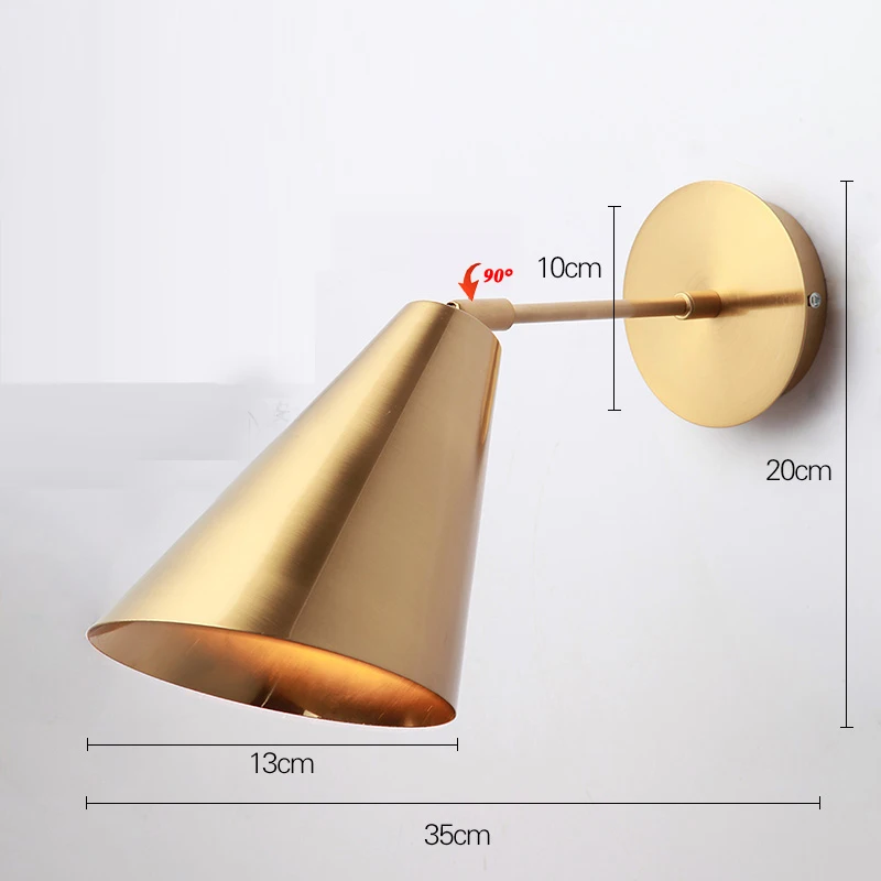  Nordic Bedroom Bedside Lamp Wall Lamp Simple Modern Aisle Corridor Hotel Golden Background Wall Lam - 32847274358