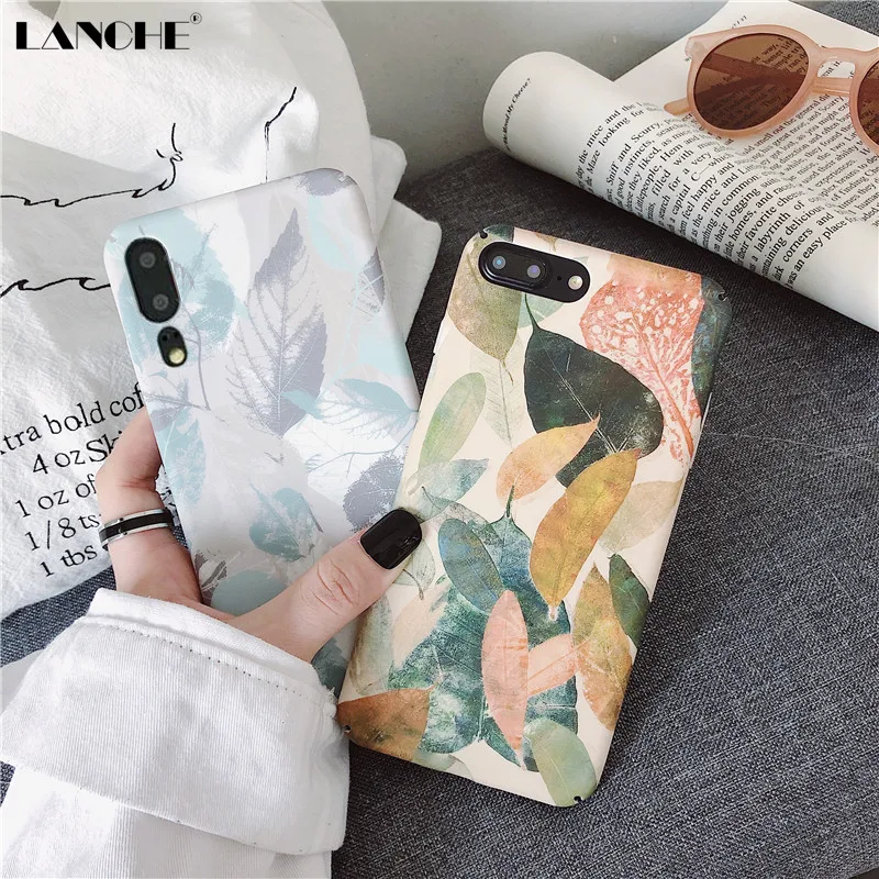 LANCHE Hard Plastic Phone Cases For Huawei P20 P30 P40 Lite Mate 20 Pro 30 Case Retro Leaf CoverOn Honor V10 V20 8X | Мобильные