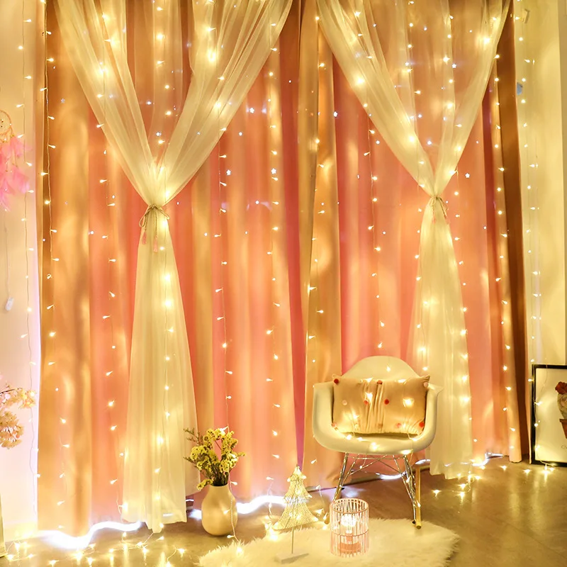 

3x3m 8 Modes LED Fairy String Light Home Bedroom Window Curtain Light Twinkle Icicle Light for Window Decoration 220V 110V