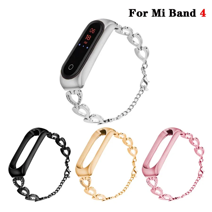 Для Mi Band 4 браслет с металлической цепочкой ремешок на запястье для Xiaomi сменный