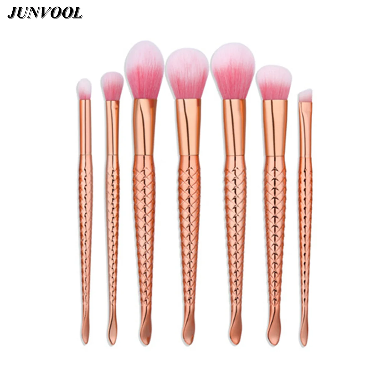 

Rose Gold 7Pcs Fish Shape Makeup Brush Set Mermaid Foundation Powder Make Up Brushes Pink Hair Make-up Eyeshadow Blending Brush