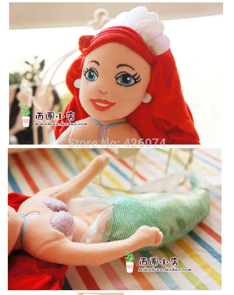 Новая маленькая Русалочка для принцессы в стиле Ариель и лягушка Золушка плюшевые куклы для девочек 35 см детские мягкие игрушки для детей, подарки