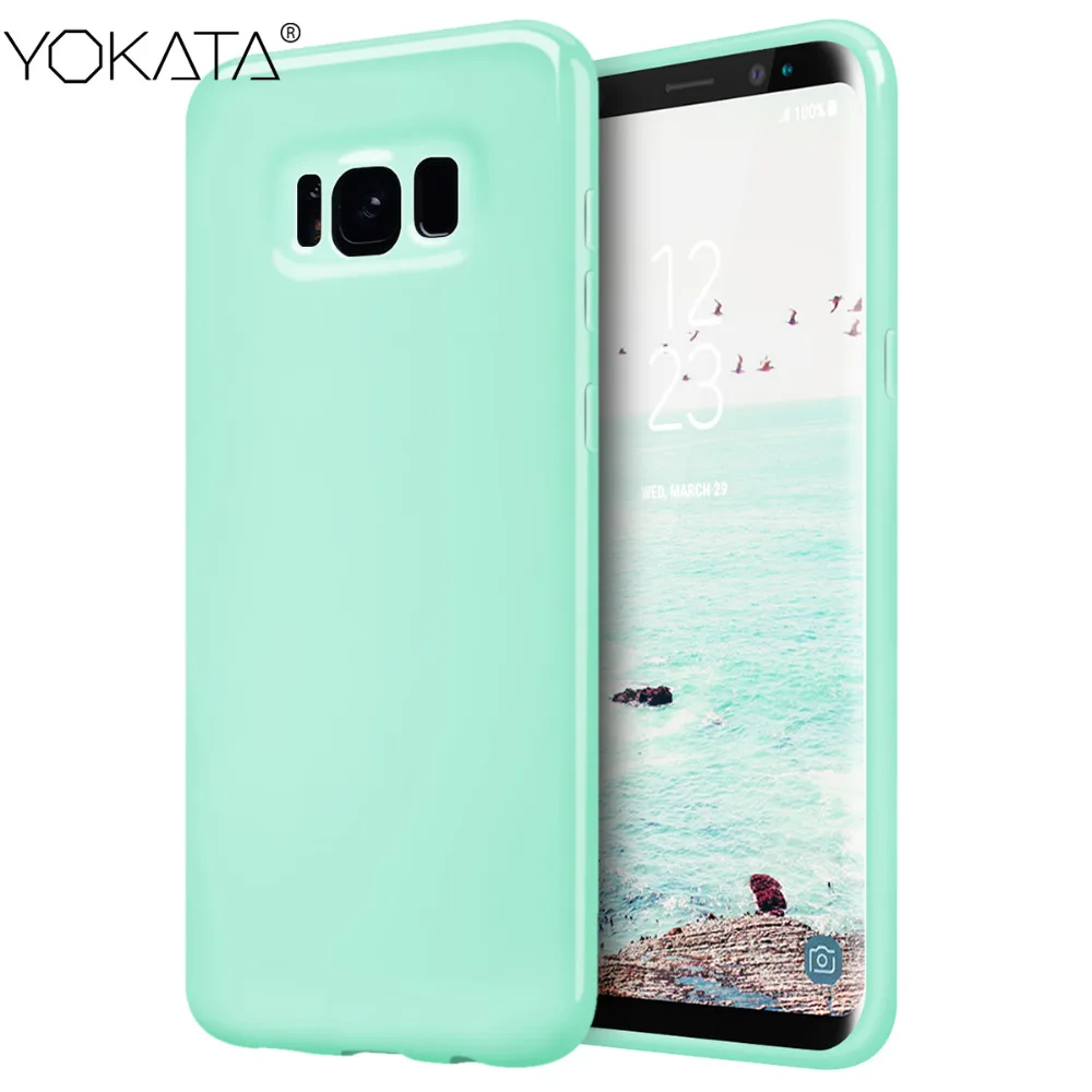 

YOKATA Cute Candy Color Mint Green Pink Soft TPU Case For Samsung Galaxy S8/S8 Plus Solid Color Mobile Phone Protect Back Cover