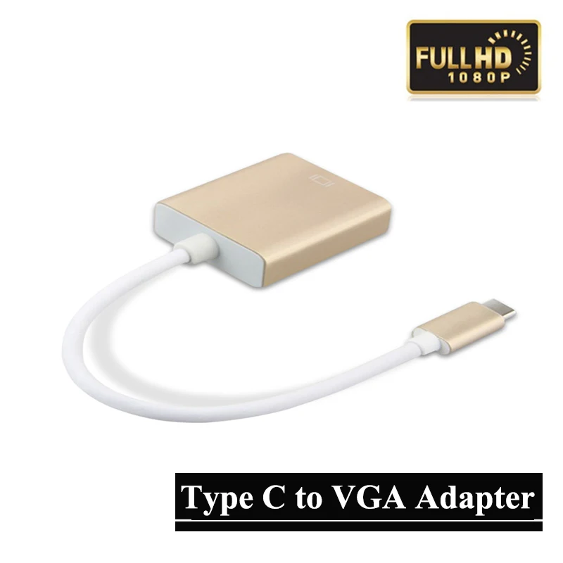 

Type C To VGA Adapter Cable New USB 3.1 Type-C Male To VGA Female metal Converter Adapter for Macbook Chromebook Pixel Laptop