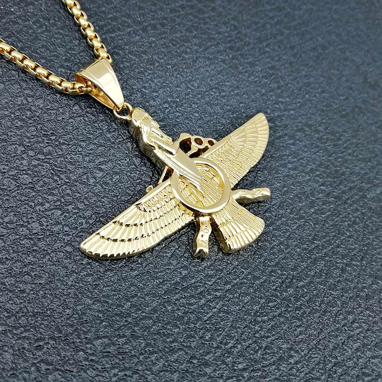 Faravahar Ahura Mazda Pendant Men Iran Jewelry Stainless Steel