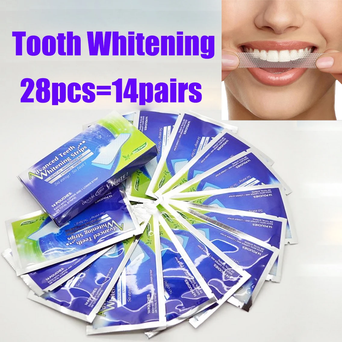 

28Pcs/7Pair 3D White Gel Teeth Whitening Strips Oral Hygiene Care Double Elastic Teeth Strips Whitening Dental Bleaching Tools