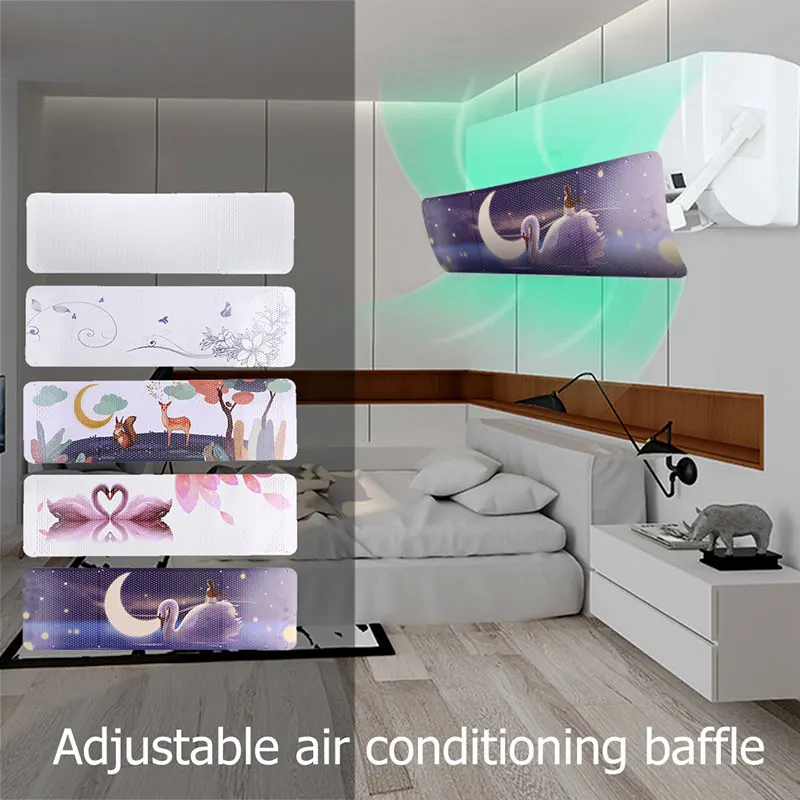 

Home Air Conditioning Cover Adjustable Windshield Air Conditioning Baffle Shield Wind Guide Month Straight Anti-wind Shield