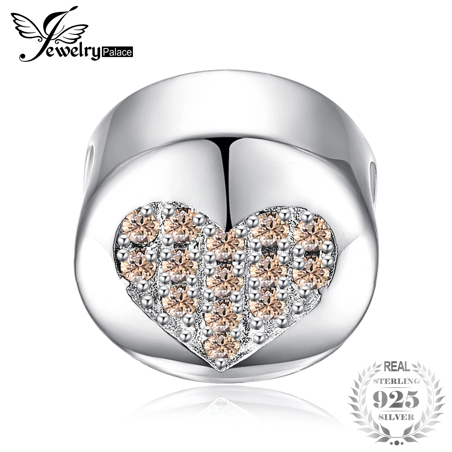 JewelryPalace ясность круглые серо кубического циркония шар с сердечками Подвески 925