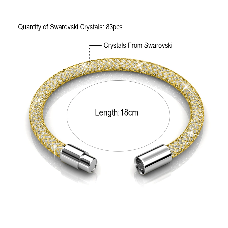 MALANDA брендовые новые модные сетчатые браслеты с кристаллами от Swarovski для женщин