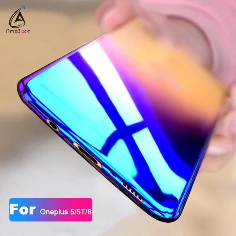 

Amzboon Case For Oneplus 6 Luxury Aurora Gradient Color Transparent Cover For Oneplus 5T Phone case Light Slim PC Coque For 1+5
