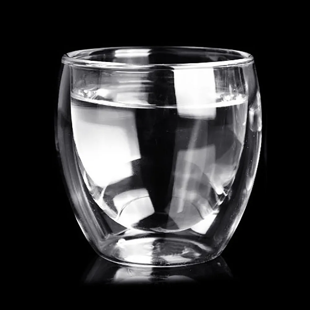 6 шт Многофункциональный 80 мл 2,7 унций стеклянный двухстенный Термоизолированный стакан эспрессо чайная чашка с двойной стенкой дизайн