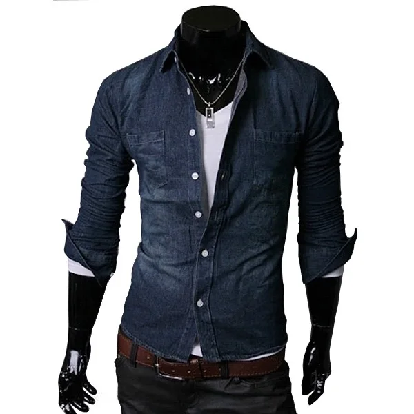 dark blue jean shirt