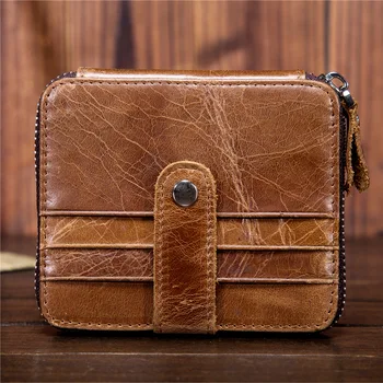 

2019 fashion RIFD anti-magnetic unisex ID card holders casual Oil wax cowhide zipper card package quality guarantee