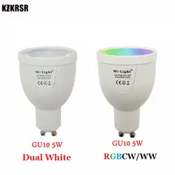 Kzkrsr 5 Вт GU10 Mi. лампа Светодиодная лампа RGBCW/RGBWW/двойная белая лампа в помещении с регулируемой яркостью освещения Управление по 2,4 г RF пульт
