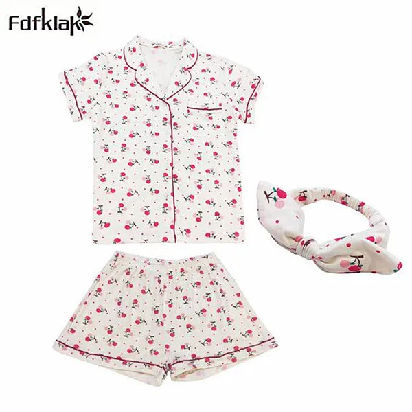 

2017 New Summer Korea Style Home Clothes For Women Two Piece Print Short Sleeve Turn-down Collar Pajamas Set Shorts pijamas