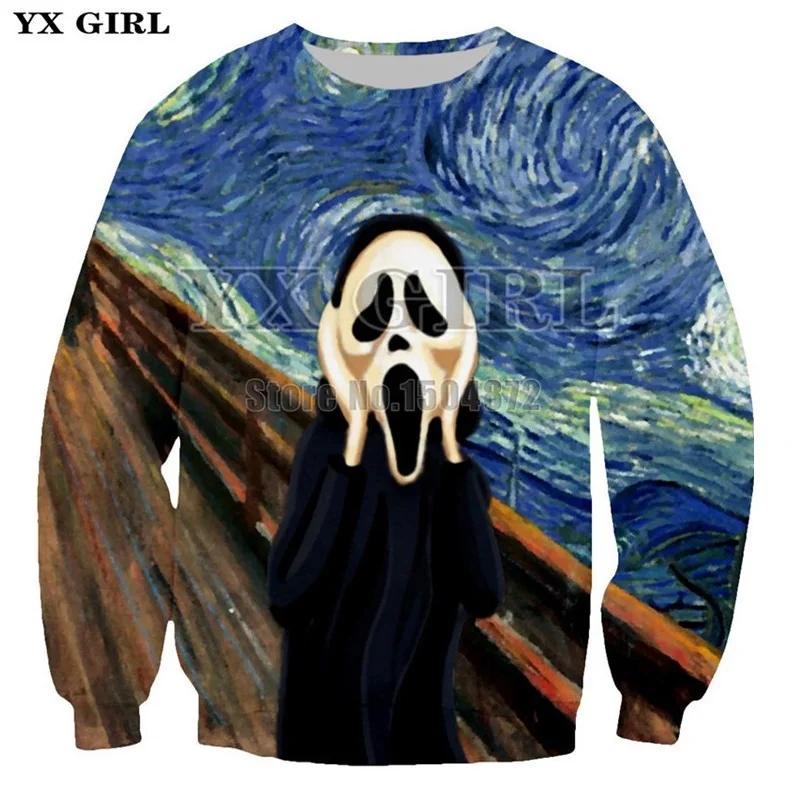 Толстовка YX Girl с капюшоном на Хэллоуин толстовка 3d принтом крика для женщин и