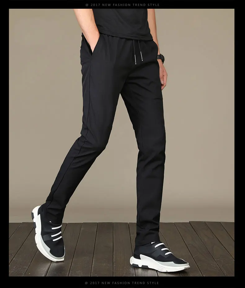 Классический сплошной Цвет Для мужчин s брюки умные Повседневное модные Повседневное брюки Для мужчин Slim Fit Брюки с эластичным поясом