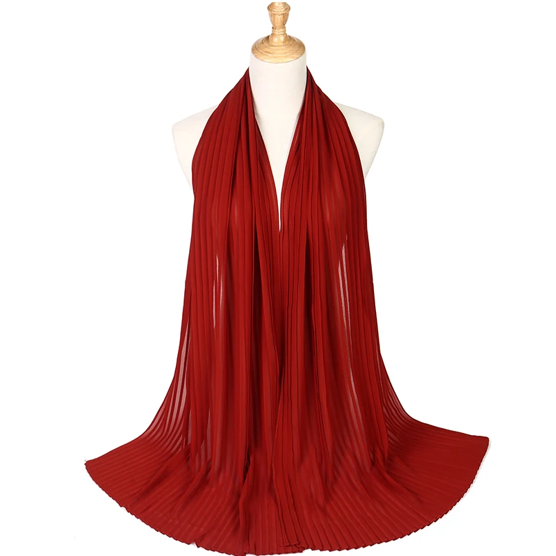 US $34.20 10 PcsLot Fashion Plain Pleat Bubble Chiffon Scarf Wrinkle Long Stripe Shawls Hijab Crumple Pashmian Muslim ScarvesScarf