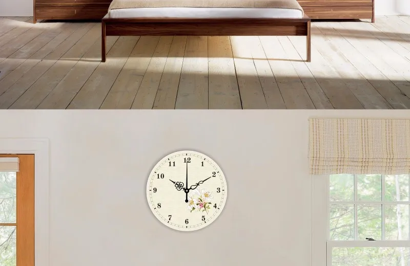 Абсолютно бесшумный спальня декор настенные часы в средиземноморском стиле украшения дома настенные часы водонепроницаемый циферблат настенные декора часы
