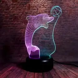 Дельфин модель 3D Иллюзия Ночная светодио дный Смешанный Красочный вспышки света Дельфин животных Рисунок Игрушки