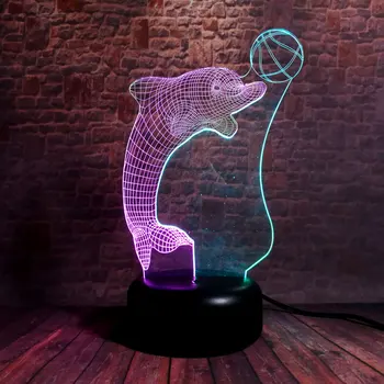 

Dolphin Model 3D Illusion NightLight LED Colourful Mixed Flash Light Dolphin Animal Figure Toys
