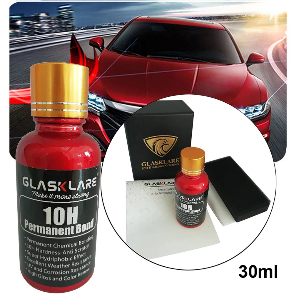 30 мл 9 H автомобиль окисления жидкости керамика пальто супер гидрофобные стекло покрытие + губка полотенце инструкции