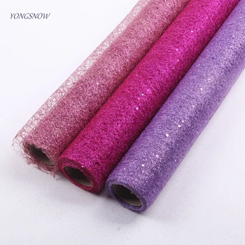 

50cm*5Y Shimmery Fabric Wire Tulle Roll Spool Craft Bouquet Wrap Organza Sheer Gauze Table RunnerWedding Party Decoration