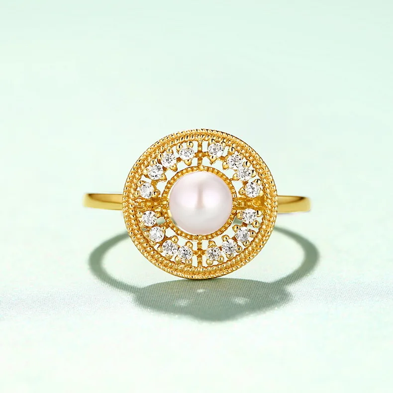 Серебряное кольцо свет Jewelry Design кольцо в стиле ретро женский дворец пресноводный жемчуг индекс кольцо S925 серебряное кольцо, кольцо золотое покрытие