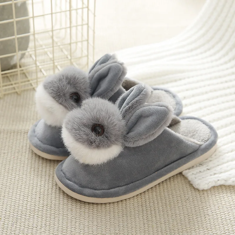 kids home shoes slippers girls cartoon rabbit indoor slippers children cotton slippers winter/auutmn baby warm shoes cute velvet