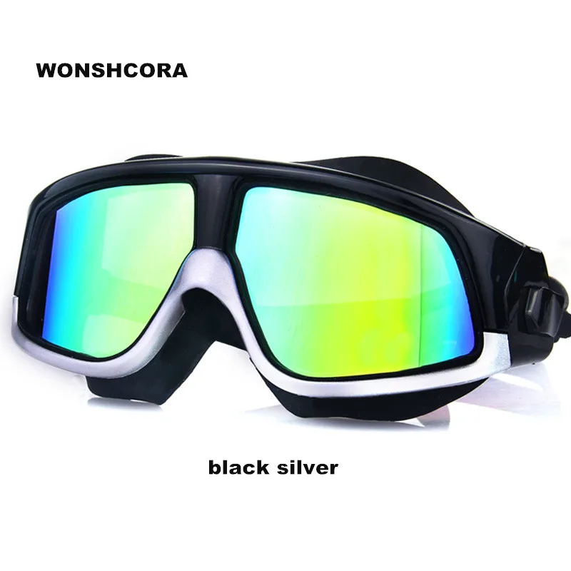 

150-700 Degree Myopia Swimming Glasses Flat Sports Mirror Coating Color Swim Goggles Big Frame Pool Water Bullet-proof Anti-fog