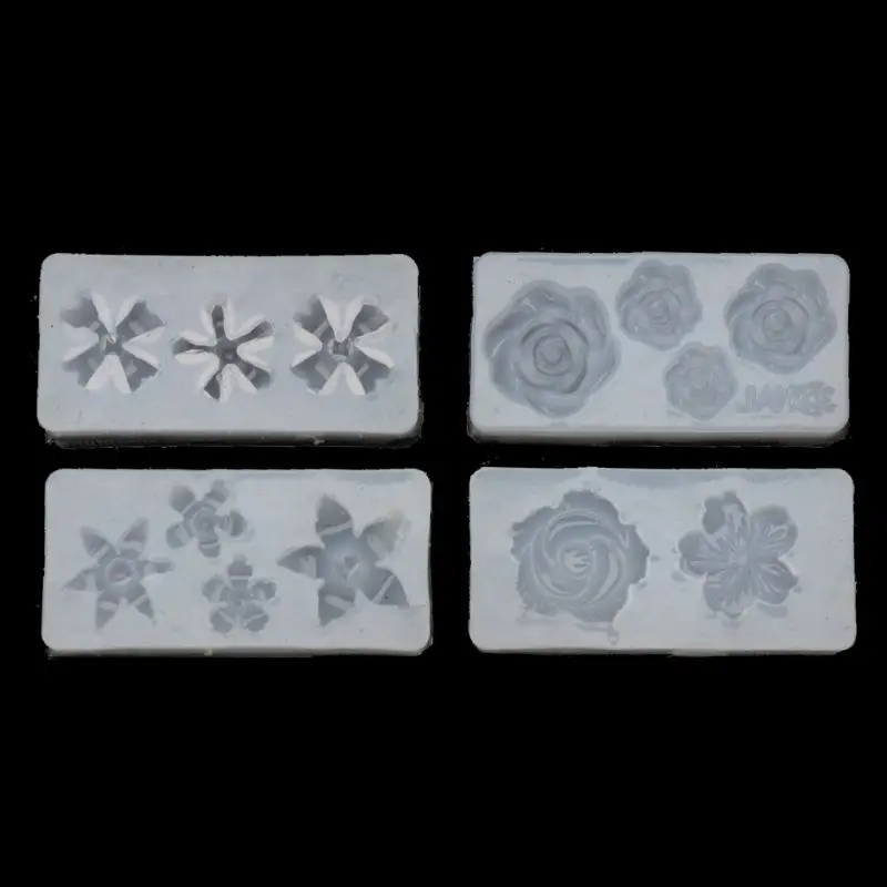 

4Pcs 3D Silicone Flowers Nail Art Mold UV Expory Resin Cabochon Jewelry Making Tool handmade craft decoration epoxy resin mold