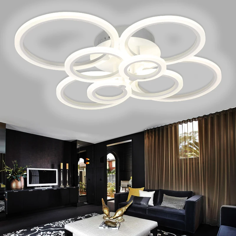 

White Rings Frame Modern LED Ceiling Lights Living room Dining room Bedroom Home Lighting Fixtures Surface Mounted Ceiling Lamps