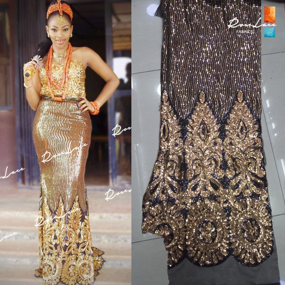 Золотые блестки Стиль Африканский французский сетка тюль кружева блестками индийский свадебное платье ткани Высокое качество Нигерия гипюр шнуровка