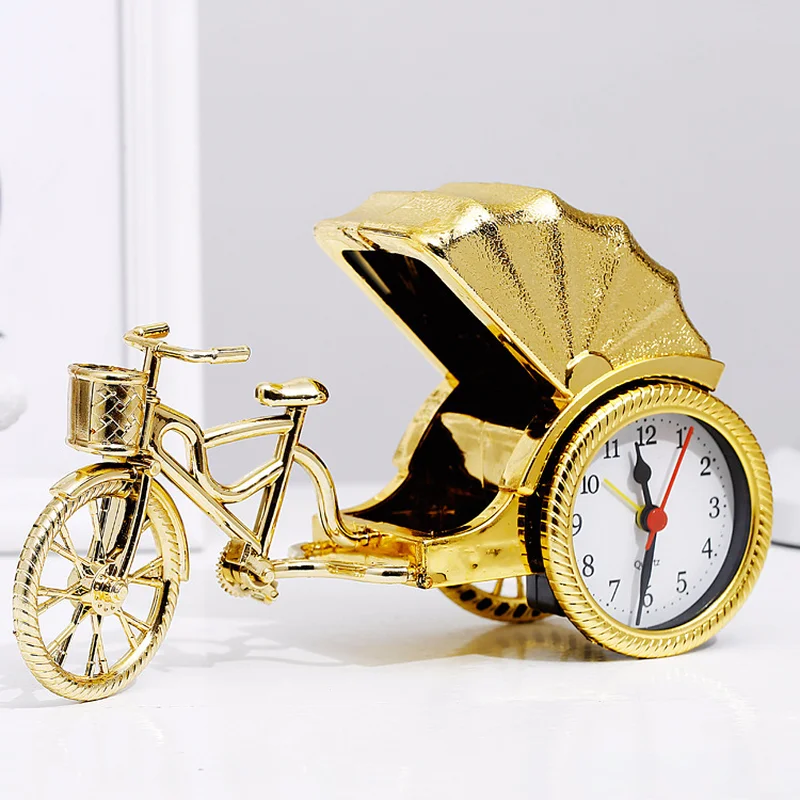 Desktop Alarm Clock Retro Rickshaw Creative Alarm Clock Student Bedside Clock Cute Children's Alarm Clock
