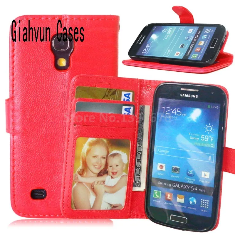 

For Samsung Galaxy S4Mini i 9190 capa para back cover phone case Leather Stand Photo folder Wallet back shell Cover Case